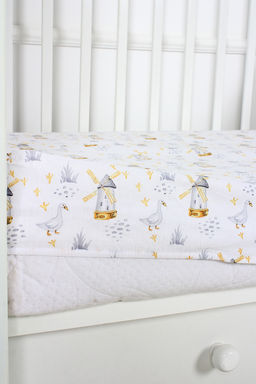 КПБ с простыней на резинке поплин арт. КПБП-ПР/гуси