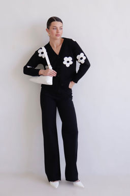 Martichelli Кардиган чёрный с белыми цветами  фото 7