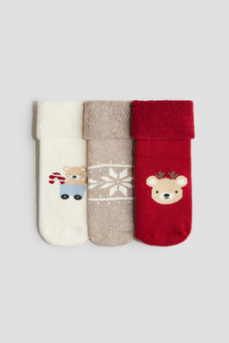 Pack de 3 calcetines en tejido rizado - H&m фото 4