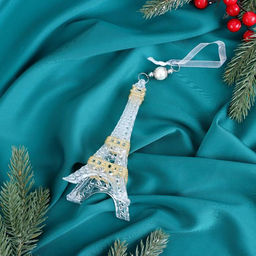 Цена за 2 шт. Ёлочная игрушка Зимнее волшебство. Эйфелева башня, 6.514.5 см, прозрачно-золотой фото 5