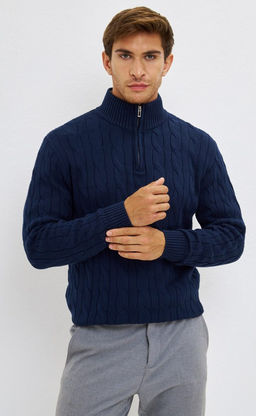 Джемпер мужской с воротником на молнии P221-15-235 тёмно-синий - Primm фото 10