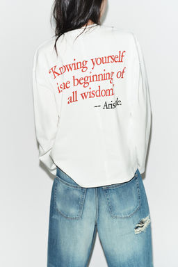 LONG SLEEVE SLOGAN T-SHIRT - Zara фото 9