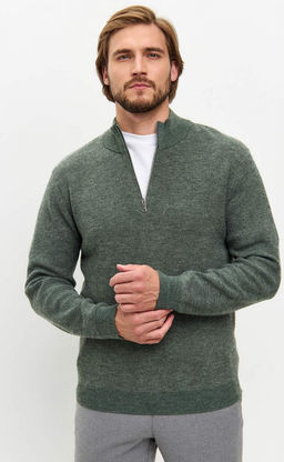Джемпер мужской с воротником-стойкой на молнии F321-15304Rus зеленый - Fine joyce фото 2