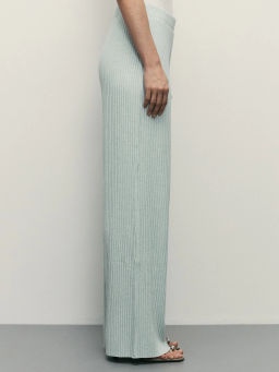 Широкие брюки в рубчик с эластичным поясом / Zarina  фото 3