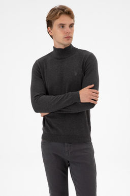 Erkek Slim Fit Bo_azl_ Antrasit Melanj Basic Kazak - U.s. polo assn фото 3