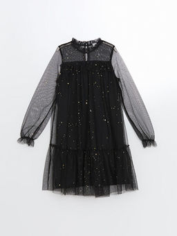 Bisiklet Yaka I??lt?l? K?z ?ocuk Elbise