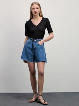 Джинсовые шорты А-силуэта / Zarina  фото 2