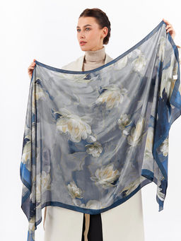 Большой, мягкий, тонкий и очень нежный двусторонний палантин с рисунком - Tantino фото 10