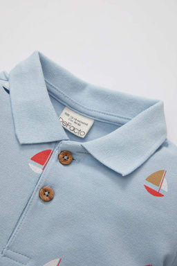 Футболка-поло с короткими рукавами и рисунком пике для маленьких мальчиков - Defacto фото 2