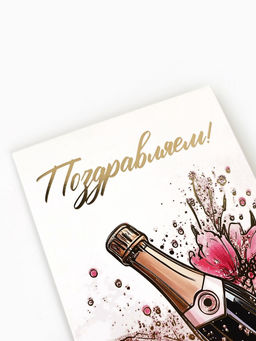 Цена за 10 шт. Открытка С днём рождения, тиснение, 12?18 см