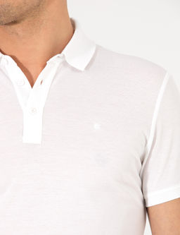 Белая базовая футболка узкого кроя с воротником поло из мерсеризованной ткани