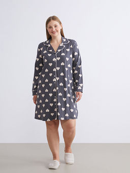 G?mlek Yaka Kalp Desenli Hamile Gecelik