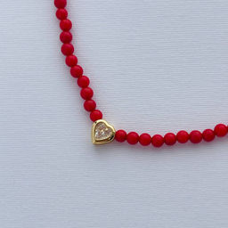 Бусы из красного Коралла со вставкой "Сердце" 43 см +