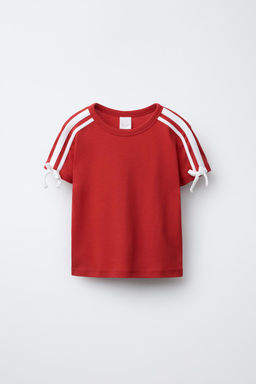 T-SHIRT WITH BOW STRIPES - Zara фото 7