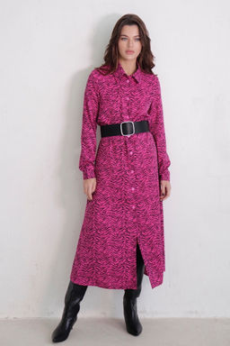 11051 Платье-рубашка удлинённое цикламеновое - Martichelli фото 4