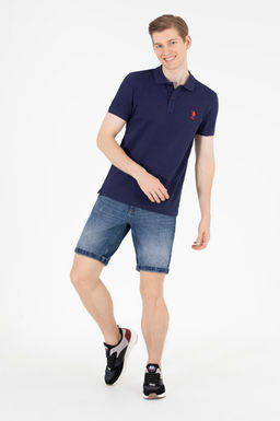 U. S. Polo Assn Мужская темно-синяя базовая футболка с воротником-поло - U.s. polo assn фото 5