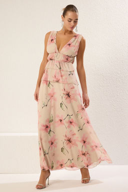 TRENDYOLMILLA Cok Renkli Astarl? Sifon Dokuma Maxi S?k Abiye Elbise TPRSS25AE00041  фото 2