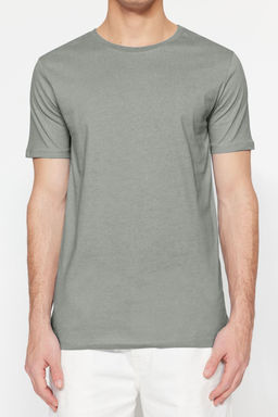 Gri Slim/Dar Kesim %100 Pamuklu Basic Bisiklet Yaka T-Shirt TMNSS19BO0001