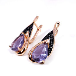 Комплект ювелирной бижутерии German Gold кольцо и серьги с Аметрином - Сандаловый дом фото 2