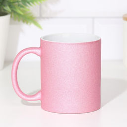 Цена за 34 шт. Кружка для сублимации, розовый глиттер, логотип, 320 мл