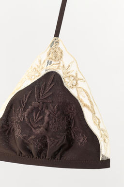 SUJETADOR VISCOSA 100% BORDADOS ENCAJE / Marr?n oscuro - Zara фото 5