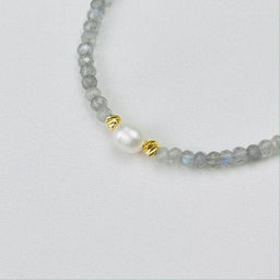 Браслет из Лабрадора и Жемчуга - Радуга самоцветов фото 3