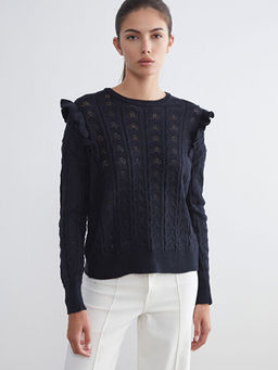 Bisiklet Yaka Ajurlu Kad?n Triko Kazak