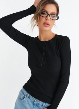 K13380 Лонгслив хлопок ЧЕРНЫЙ