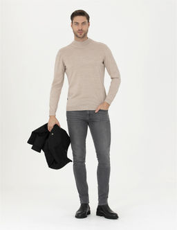 Ta_ Slim Fit Yar_m Bal_k__ Yaka Y_n Kar___ml_ Basic Triko Kazak - Pierre cardin фото 4