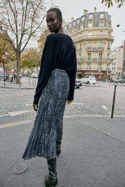 PRINTED MIDI SKIRT WITH BELT - Zara фото 3