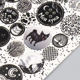 Цена за 5 шт. Декор для творчества картон «Фишки и пуговки. Чёрный», 24 шт., 13×16.5 см