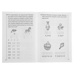 Цена за 6 шт. Рабочая тетрадь для детей 5-6 лет «Развиваем навыки чтения и грамотного письма», 1 часть, Бортникова Е.