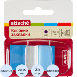 Клейкие закладки пласт. 1цв.по 25л. 25ммх45 син Attache  фото 2