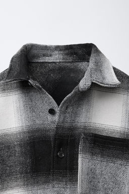 CHECK OVERSHIRT WITH DETACHABLE FLEECE HOOD - Zara фото 5