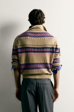 POLO PUNTO JACQUARD ALGOD?N - LINO / Verde Oliva - Zara фото 3