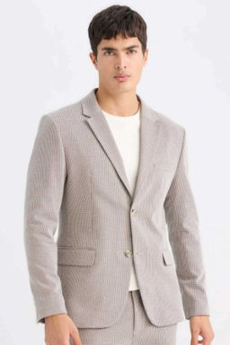 Slim Fit Dar Kesim Ceket Yaka Dugmeli Blazer Ceket
