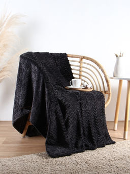 Плед «Этель» Zig-zag, 150×200 см, корал-флис, тёмно-серый