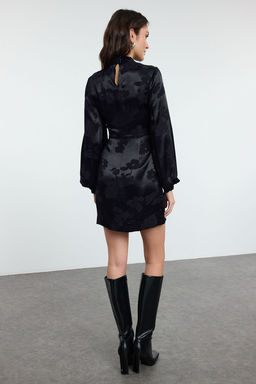 Siyah Animal A Kesim Mini Dokuma Elbise TWOAW25EL00475