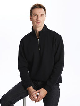 Dik Yaka Uzun Kollu Erkek Kal?n Sweatshirt
