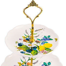 60155 Конфетница 3-х ярусная Лесные ягоды с лимонами доломит/ металл LR (х16) - Mayer&boch фото 3