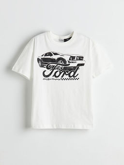 Bisiklet Yaka Ford Bask?l? Erkek ?ocuk Ti??rt