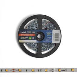 ULS-M22-5050-30LED/m-10mm-IP20-DC12V-7,2W/m-5M-3000K PROFI Гибкая светодиодная лента на самоклеящейся основе. Катушка 5м. в герметичной упаковке. Теплый белый свет(3000К). ТМ Uniel.