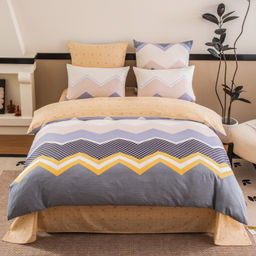 Комплект постельного белья Люкс Сатин 100% хлопок на резинке AR360 140*200*25 Евро 4 Наволочки