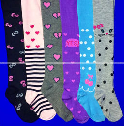 Цена за 12 шт. BFL колготки детские с рисунком на девочек ассорти