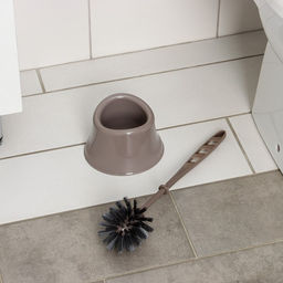 Ёршик для унитаза «Капри», 14×12.5×37 см, с подставкой, коричневый