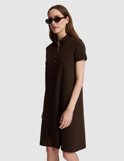 Kahverengi Polo Yaka A Kesim _rme Elbise