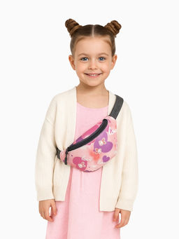 Сумка поясная детская для девочки на молнии, коралловая