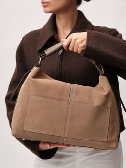 Замшевая сумка Andrea DBR 31374 серо-коричневый  фото 3