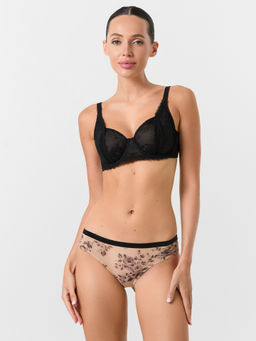 Цена за 2 штуки! Трусы женские бежевые с цветочным принтом