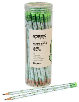 Цена за 5 шт. Карандаш ч/гр. LOREX "Happy Frog" НВ, с ластиком, трехгранный (LXKLPVTE-HF, 251077) корпус с принтом